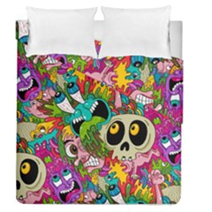 Crazy Illustrations & Funky Monster Pattern Duvet Cover Double Side (queen Size) by Ket1n9