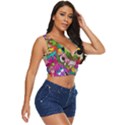 Crazy Illustrations & Funky Monster Pattern Women s Sleeveless Wrap Top View3