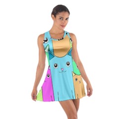 Cat Animals Cartoon Pattern Cotton Racerback Dress by Cendanart