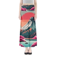 Mountain Landscape Sky Fuji Nature Full Length Maxi Skirt by Cendanart