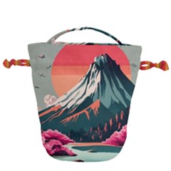 Mountain Landscape Sky Fuji Nature Drawstring Bucket Bag by Cendanart