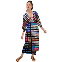 Vintage Cassette Music Old Record Retro Tape Grecian Style  Maxi Dress by Cendanart