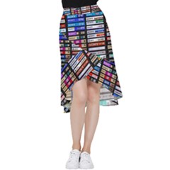 Vintage Cassette Music Old Record Retro Tape Frill Hi Low Chiffon Skirt by Cendanart