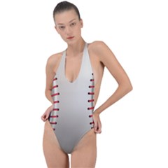 Baseball Backless Halter One Piece Swimsuit by Ket1n9