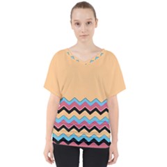 Chevrons Patterns Colorful Stripes V-neck Dolman Drape Top by Ket1n9
