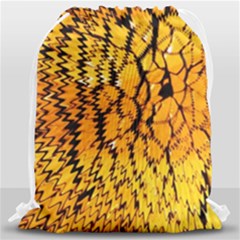 Yellow Chevron Zigzag Pattern Drawstring Bag (large) by Ket1n9