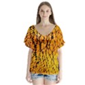 Yellow Chevron Zigzag Pattern V-Neck Flutter Sleeve Top View1