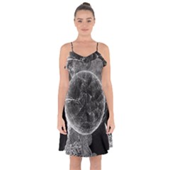 Space Universe Earth Rocket Ruffle Detail Chiffon Dress by Ket1n9