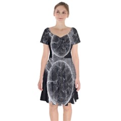 Space Universe Earth Rocket Short Sleeve Bardot Dress by Ket1n9