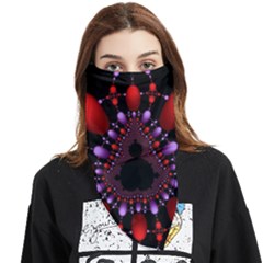 Fractal Red Violet Symmetric Spheres On Black Face Covering Bandana (triangle) by Ket1n9