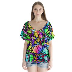 Network Nerves Nervous System Line V-neck Flutter Sleeve Top by Ket1n9