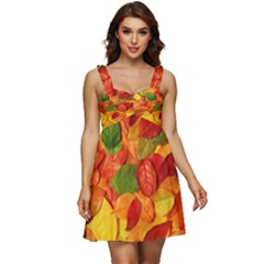 Leaves Texture Ruffle Strap Babydoll Chiffon Dress by Ket1n9