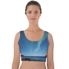 Aurora Borealis Lofoten Norway Velvet Crop Top by Ket1n9