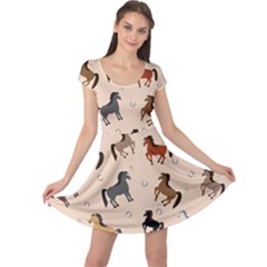 Horses For Courses Pattern Cap Sleeve Dress by Ket1n9
