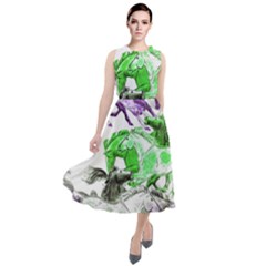 Horse Horses Animal World Green Round Neck Boho Dress by Ket1n9