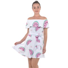 Watermelon Wallpapers  Creative Illustration And Patterns Off Shoulder Velour Dress by Ket1n9