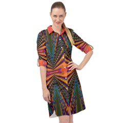 Fresh Watermelon Slices Texture Long Sleeve Mini Shirt Dress by Ket1n9