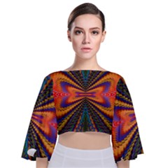 Casanova Abstract Art-colors Cool Druffix Flower Freaky Trippy Tie Back Butterfly Sleeve Chiffon Top by Ket1n9