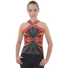 Casanova Abstract Art-colors Cool Druffix Flower Freaky Trippy Cross Neck Velour Top by Ket1n9