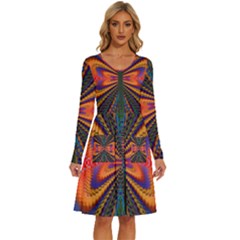 Watermelon Wallpapers  Creative Illustration And Patterns Long Sleeve Dress With Pocket by Ket1n9