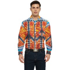 Tie Dye Peace Sign Men s Long Sleeve Pocket Shirt  by Ket1n9