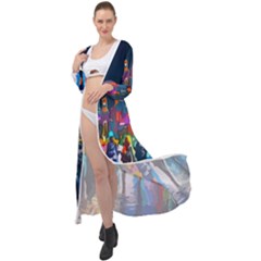 Abstract Vibrant Colour Cityscape Maxi Chiffon Beach Wrap by Ket1n9