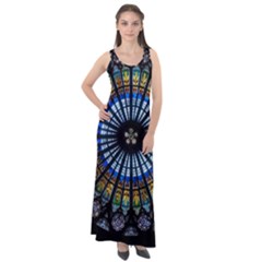 Stained Glass Rose Window In France s Strasbourg Cathedral Sleeveless Velour Maxi Dress by Ket1n9