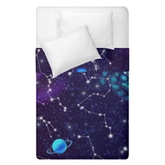 Realistic Night Sky Poster With Constellations Duvet Cover Double Side (single Size) by Ket1n9