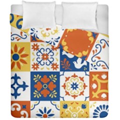 Mexican Talavera Pattern Ceramic Tiles With Flower Leaves Bird Ornaments Traditional Majolica Style Duvet Cover Double Side (california King Size) by Ket1n9