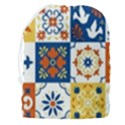Mexican Talavera Pattern Ceramic Tiles With Flower Leaves Bird Ornaments Traditional Majolica Style Drawstring Pouch (3XL) View2