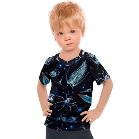 Colorful Abstract Pattern Consisting Glowing Lights Luminescent Images Marine Plankton Dark Backgrou Kids  Sports T-shirt by Ket1n9