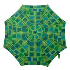 Green Abstract Geometric Hook Handle Umbrellas (small) by Ket1n9