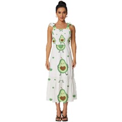 Cute Seamless Pattern With Avocado Lovers Tie-strap Tiered Midi Chiffon Dress by Ket1n9