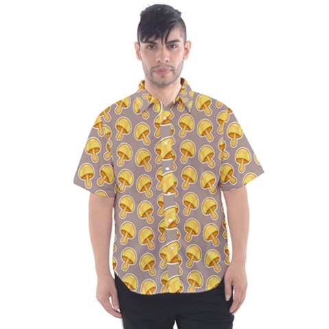 Yellow Mushroom Pattern Men s Short Sleeve Shirt by Ket1n9