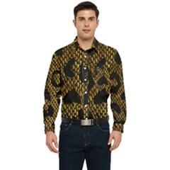 Metallic Snake Skin Pattern Men s Long Sleeve Pocket Shirt  by Ket1n9