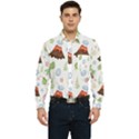 Cute Palm Volcano Seamless Pattern Men s Long Sleeve Pocket Shirt  View1