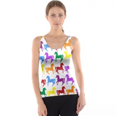 Colorful Horse Background Wallpaper Women s Basic Tank Top by Hannah976