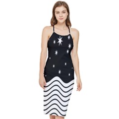 Black And White Waves And Stars Abstract Backdrop Clipart Bodycon Cross Back Summer Dress by Hannah976