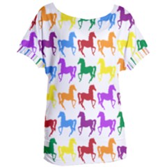 Colorful Horse Background Wallpaper Women s Oversized T-shirt by Hannah976