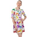 Colorful Horse Background Wallpaper Belted Shirt Dress View1