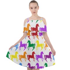 Colorful Horse Background Wallpaper Cut Out Shoulders Chiffon Dress by Hannah976