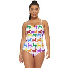 Colorful Horse Background Wallpaper Retro Full Coverage Swimsuit by Hannah976