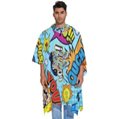 Comic Elements Colorful Seamless Pattern Men s Hooded Rain Ponchos by Hannah976