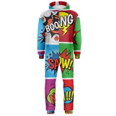 Pop Art Comic Vector Speech Cartoon Bubbles Popart Style With Humor Text Boom Bang Bubbling Expressi Hooded Jumpsuit (men) by Hannah976