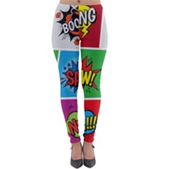 Pop Art Comic Vector Speech Cartoon Bubbles Popart Style With Humor Text Boom Bang Bubbling Expressi Lightweight Velour Leggings by Hannah976