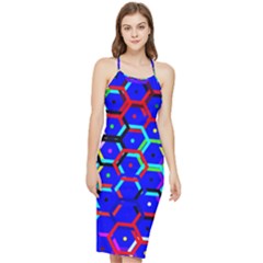 Blue Bee Hive Pattern Bodycon Cross Back Summer Dress by Hannah976