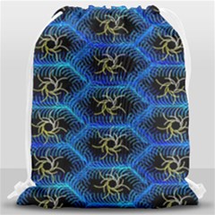 Blue Bee Hive Pattern Drawstring Bag (large) by Hannah976