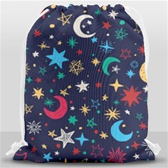 Colorful Background Moons Stars Drawstring Bag (large) by Ndabl3x