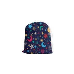 Colorful Background Moons Stars Drawstring Pouch (xs) by Ndabl3x