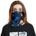 Seamless Pattern With Funny Alien Cat Galaxy Face Covering Bandana (Two Sides) View1